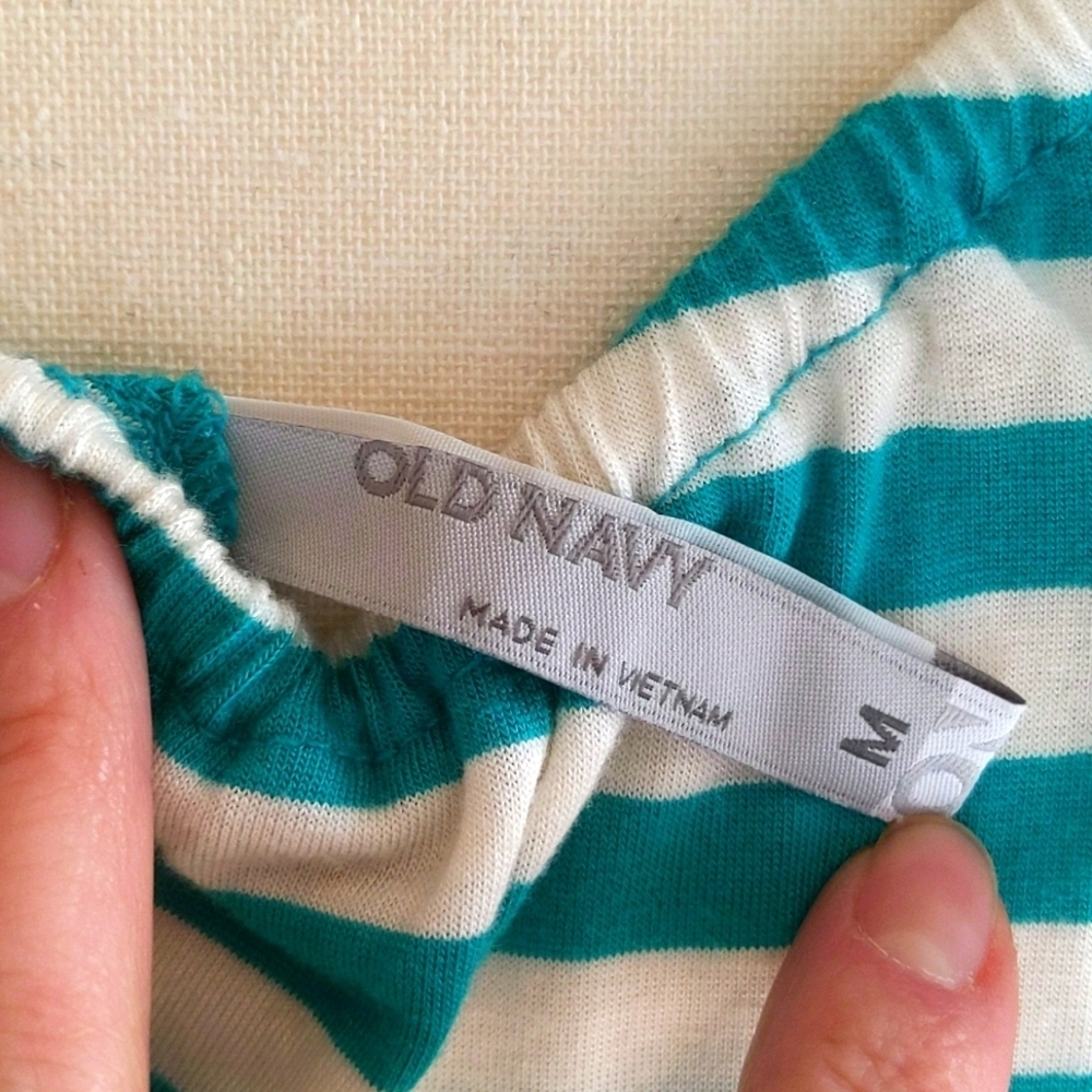 ✨Old Navy Teal & Cream Striped Dress - Picture 8 of 10